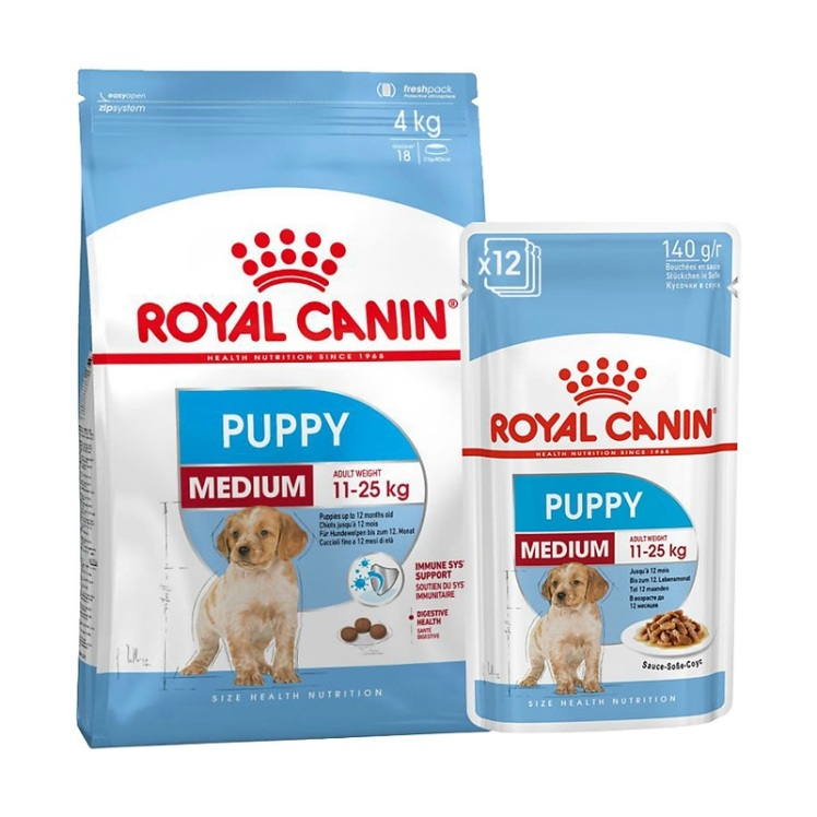 بسته غذای خشک و تر توله سگ رویال کنین مدل Medium Puppy 2