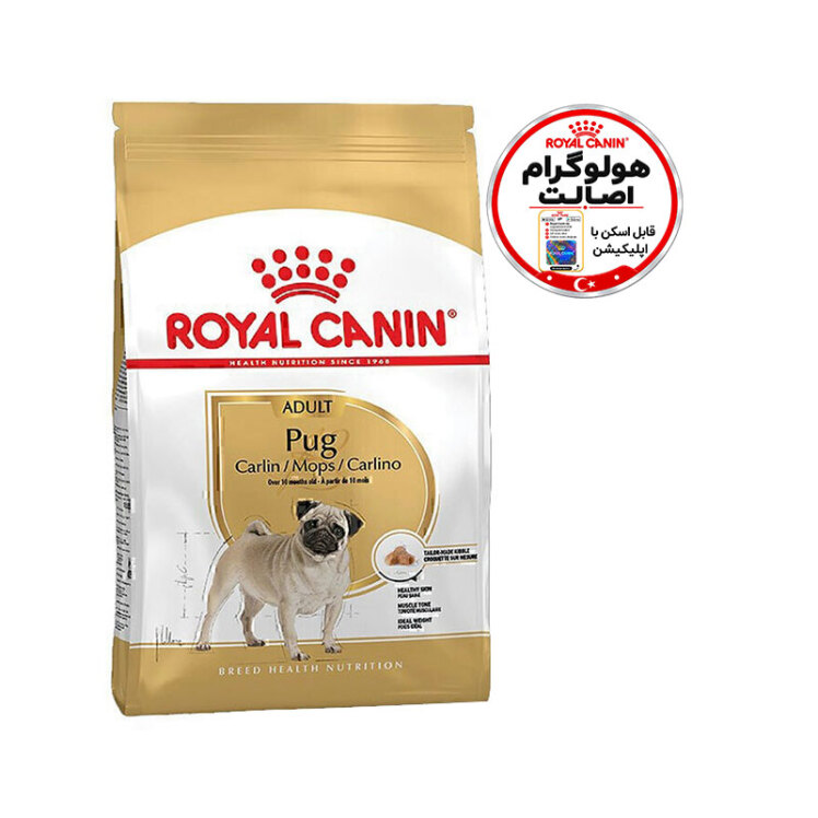 تصویر محتویات غذای خشک سگ رویال کنین مدل Adult Pug وزن 1.5 کیلوگرم