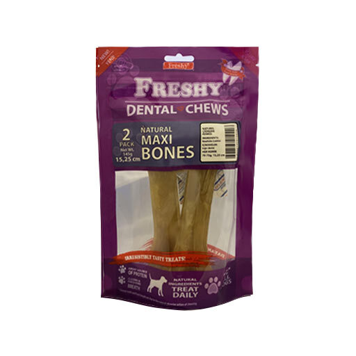 عکس استخوان تشویقی دنتال سگ فرشی Freshy Dental Natural Maxi Bones بسته 2 عددی
