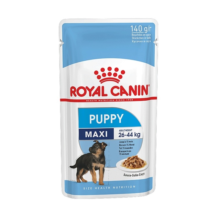 تصویر محتویات پوچ توله سگ رویال کنین مدل Royal Canin Maxi Puppy وزن 140 گرم