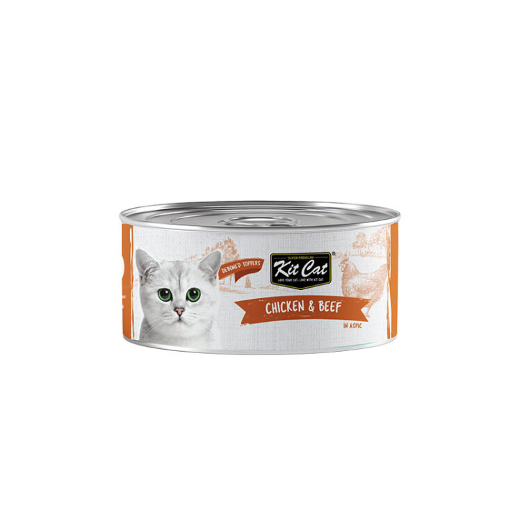 تصویر کنسرو غذا بچه گربه کیت کت با طعم مرغ و گوشت گاو Kit Cat Canned Food With Chicken & Beef Topper وزن 80 گرم