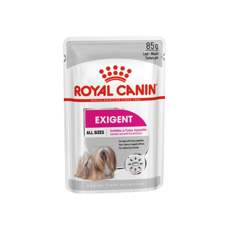 تصویر پوچ سگ اگزیجنت رویال کنین Royal Canin Dog Exigent وزن 85 گرم از نمای رو به رو
