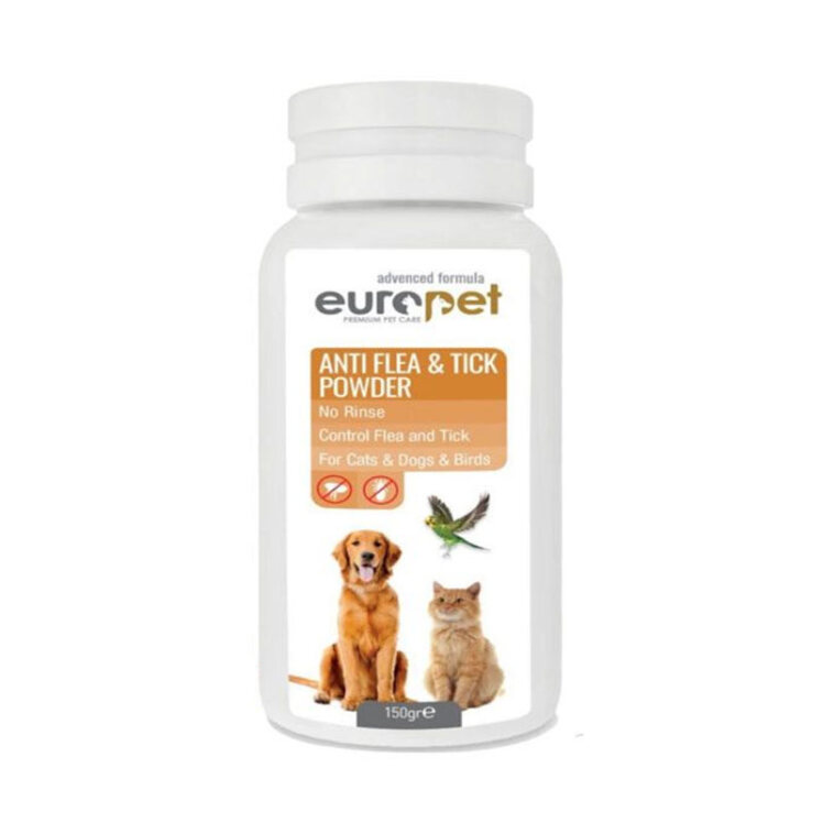 تصویر پودر ضد کک و کنه یوروپت مخصوص پرنده و سگ و گربه Europet Anti Flea & Tick Powder وزن 150 گرم