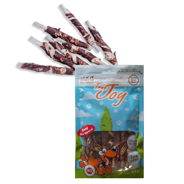 تصویر تشویقی سگ مدادی دور گوشت بیف تروجوی