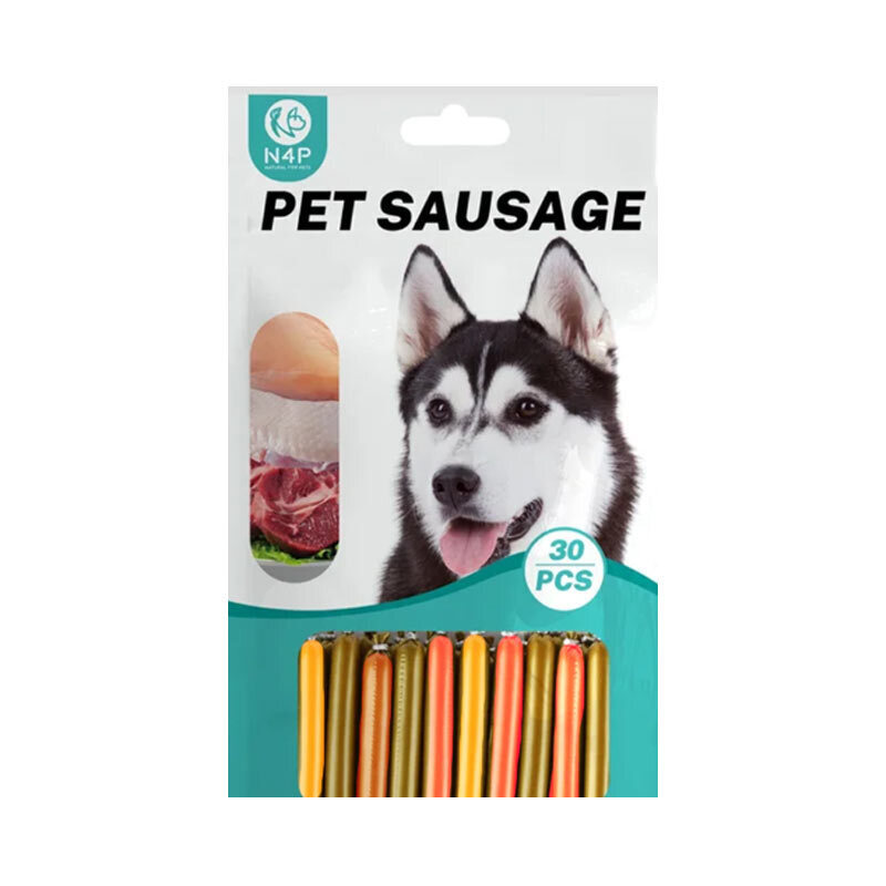  تصویر 1 سوسیس تشویقی سگ ان فور پی با سه طعم مختلف N4p Dog Snack Sausage بسته 30 عددی 