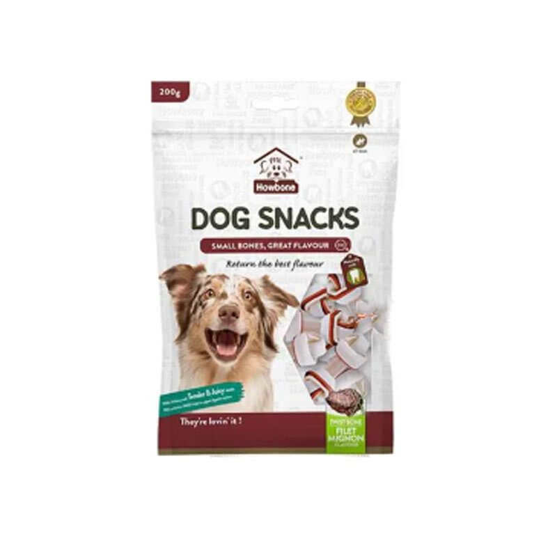  تصویر 1 تشویقی دوسر گره ای سگ هابون با طعم فیله گوشت Howbone Dog Twist Snacks With Filet Mignon Flavour وزن 200 گرم 