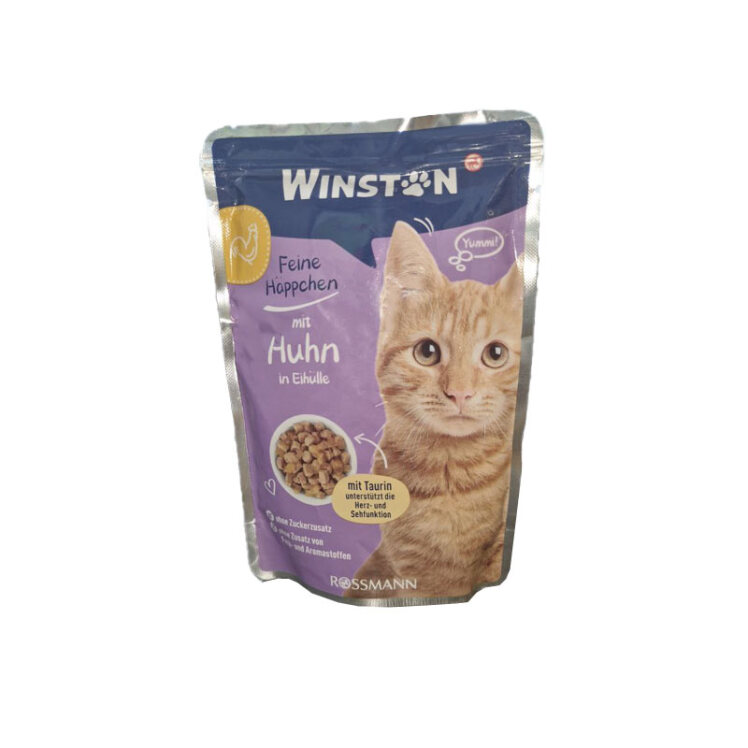 تصویر پوچ گربه وینستون با طعم مرغ و تخم مرغ Winston Chicken In Egg Shell وزن 100 گرم