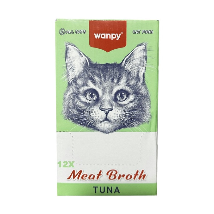 عکس بسته‌بندی سوپ گربه ونپی با طعم ماهی تن Wanpy Cat Meat Broth With Tuna وزن 50 گرم