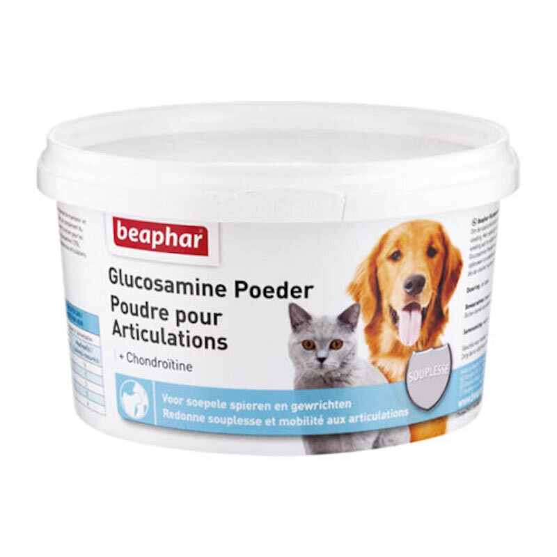  تصویر پودر گلوکزامین تقویت کننده مفاصل سگ و گربه بیفار Beaphar Glucosamine Powder وزن 300 گرم 