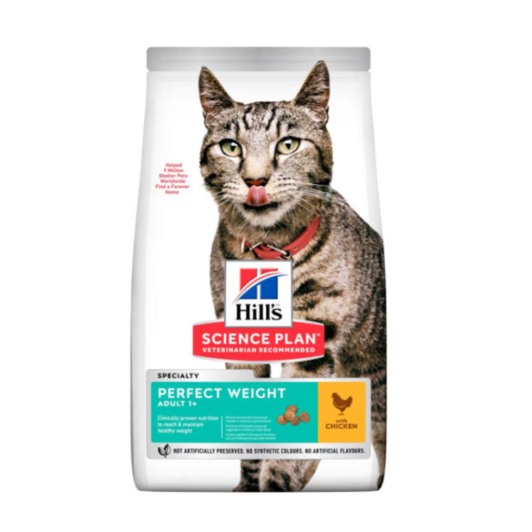 تصویر غذای خشک گربه هیلز مناسب تنظیم وزن با طعم مرغ Hill's Perfect Weight Cat Food وزن 2.5 کیلوگرم