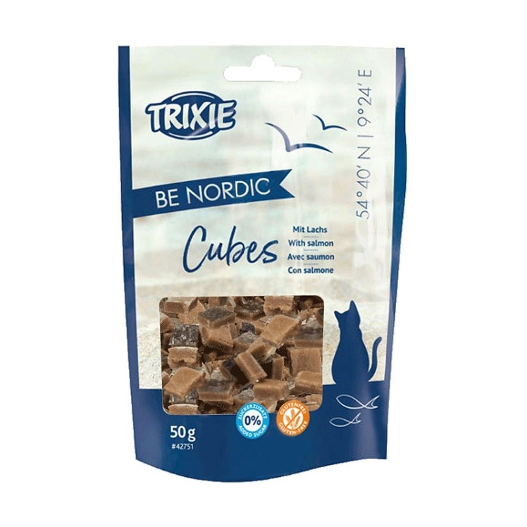 تصویر محتویات تشویقی گربه تریکسی با طعم ماهی سالمون Trixie Be Nordic Cubes وزن 50 گرم
