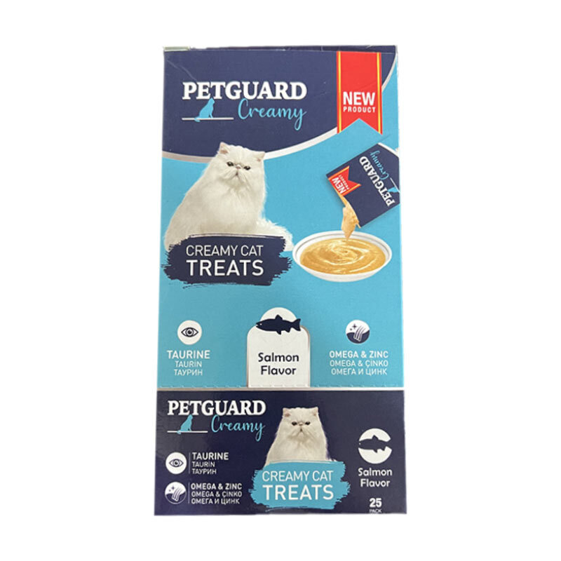  تصویر بستنی گربه پت گارد با طعم ماهی سالمون Petguard Creamy Treats With Salmon بسته 25 عددی 