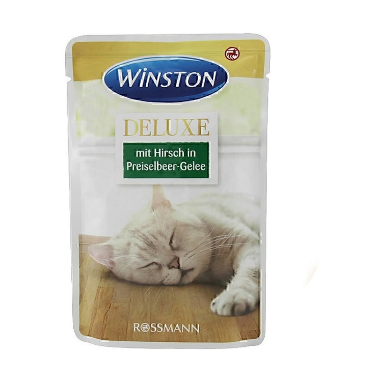 تصویر 2 پوچ گربه وینستون با طعم گوشت گوزن در ژله زغال اخته Winston Deluxe Deer in Lingonberry Jelly وزن 85 گرم