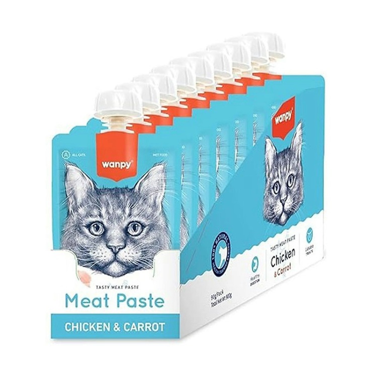 عکس پودینگ گربه ونپی با طعم مرغ و هویج Wanpy Soup Chicken & Carrot وزن 90 گرم