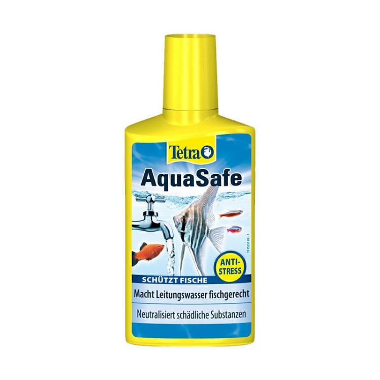 عکس از پشت قوطی آماده ساز آب Tetra Aqua Safe حجم 100 میلی لیتر