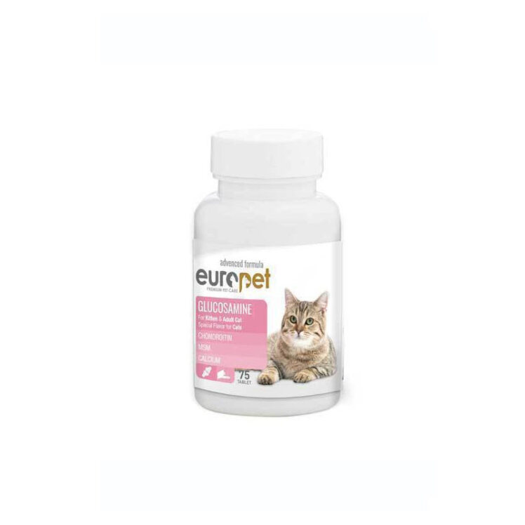 تصویر قرص گلوکزامین گربه یوروپت Europet Cat Glucosamine Tablet بسته 75 عددی