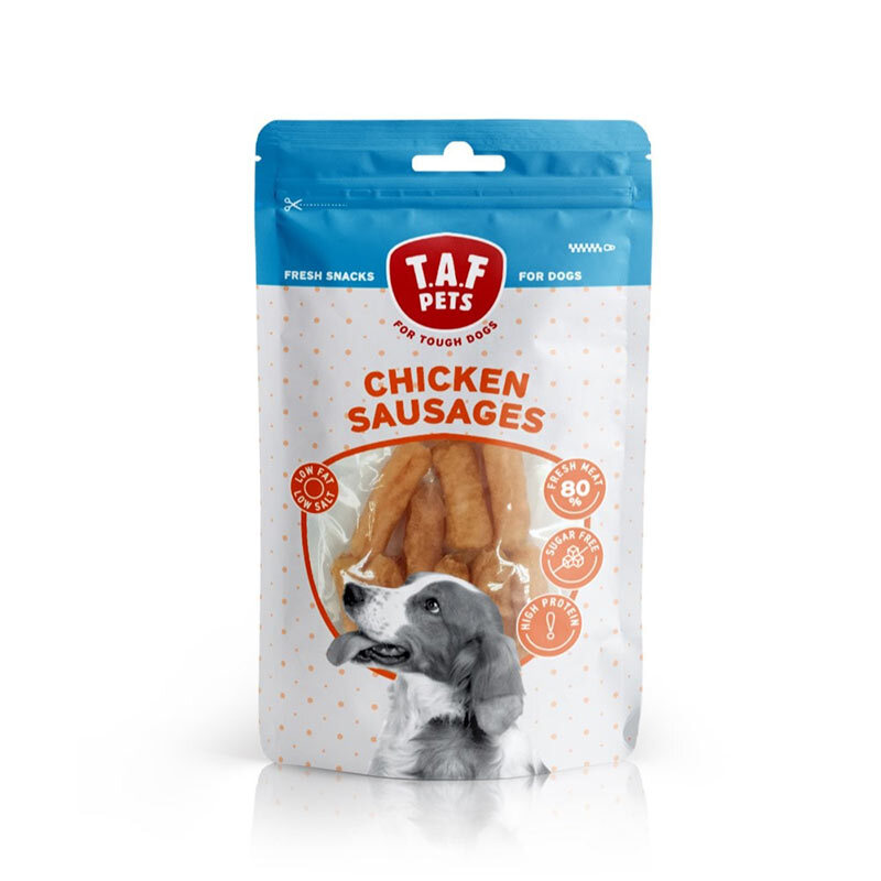  عکس تشویقی سوسیسی سگ تاف پتز با طعم مرغ T.A.F. Pets Chicken Sausages وزن 75 گرم 