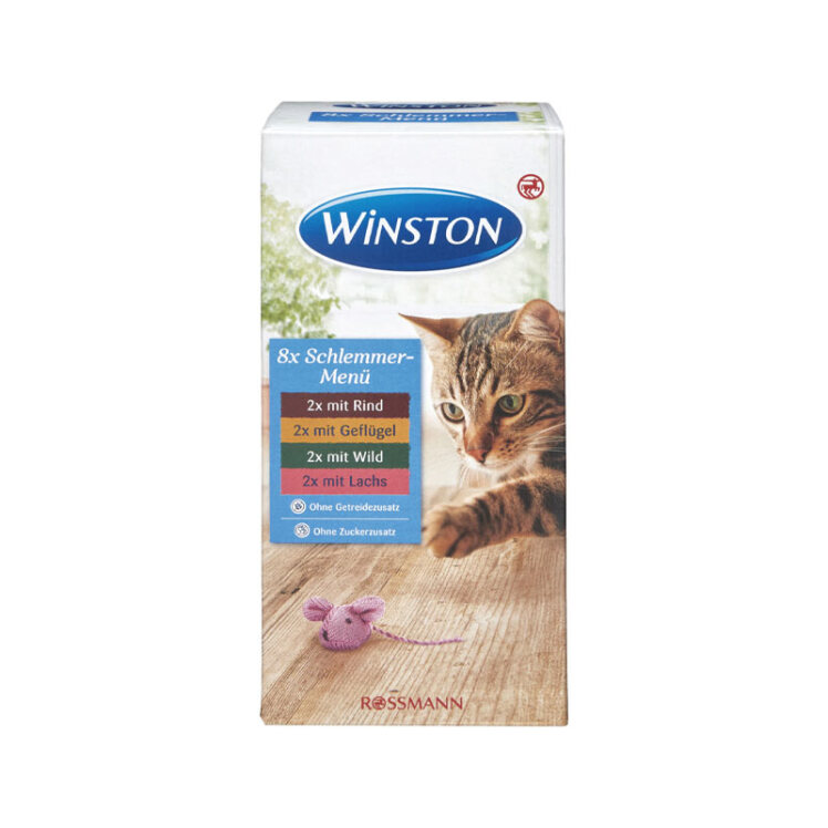 تصویر غذای کاسه ای گربه وینستون با طعم های مختلف Winston Gourmet In Jelly Pack بسته 8 عددی