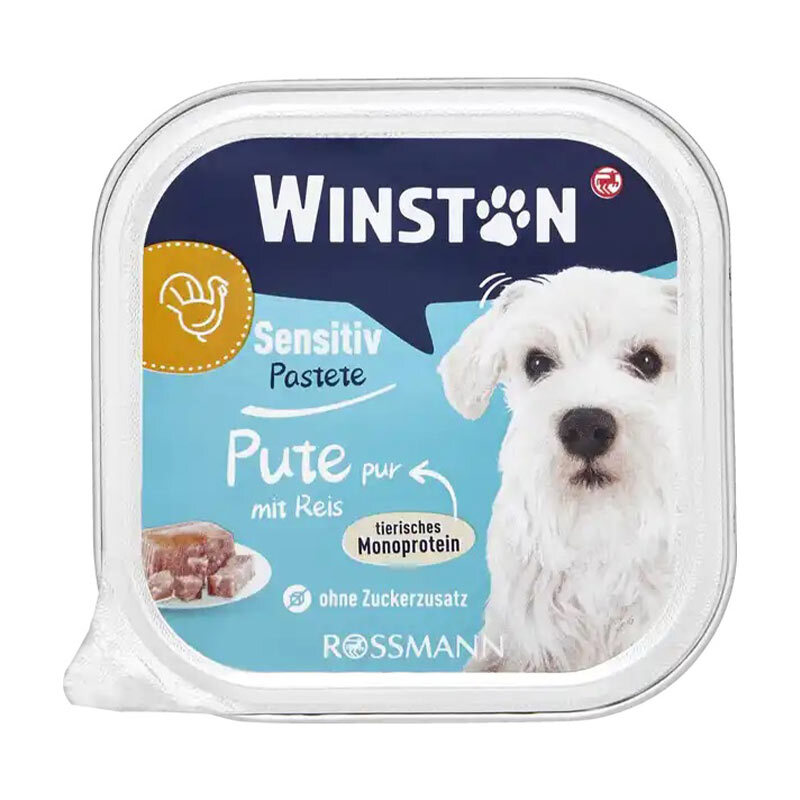  عکس بسته‌بندی غذای کاسه‌ای سگ وینستون با طعم برنج و بوقلمون Winston Sensitiv-Menü Rice With Turkey 150 گرم 