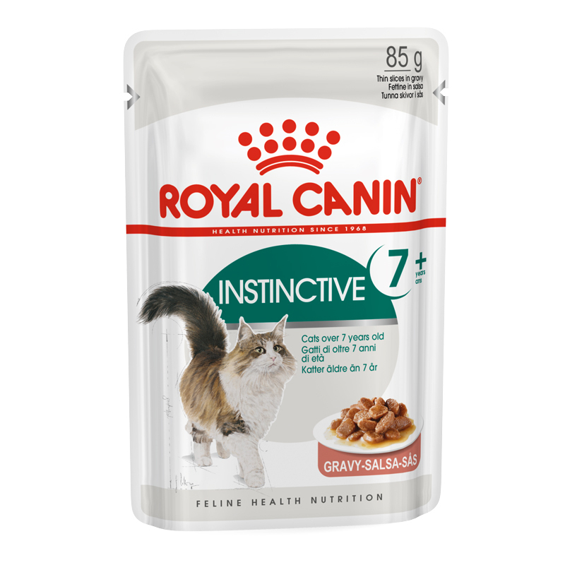  تصویر پوچ گربه مسن رویال کنین Royal Canin Instinctive 7+ In Gravy وزن 85 گرم از نمای رو به رو 