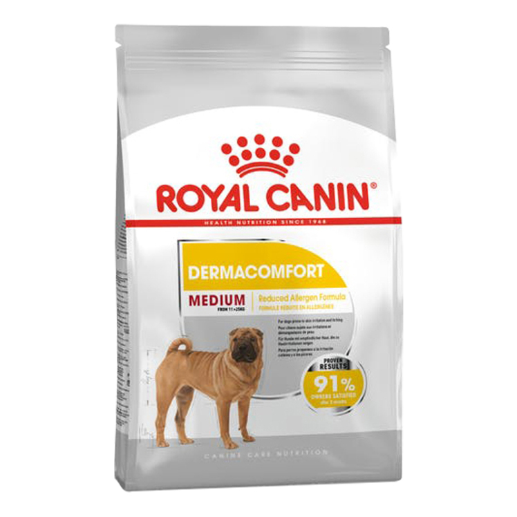 عکس بسته بندی غذای خشک سگ رویال کنین مدل DermaComfort Medium وزن 3 کیلوگرم 