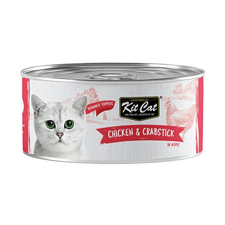 تصویر کنسرو غذای گربه کیت کت با طعم مرغ و خرچنگ KitCat Chicken & Crabstick وزن 80 گرم