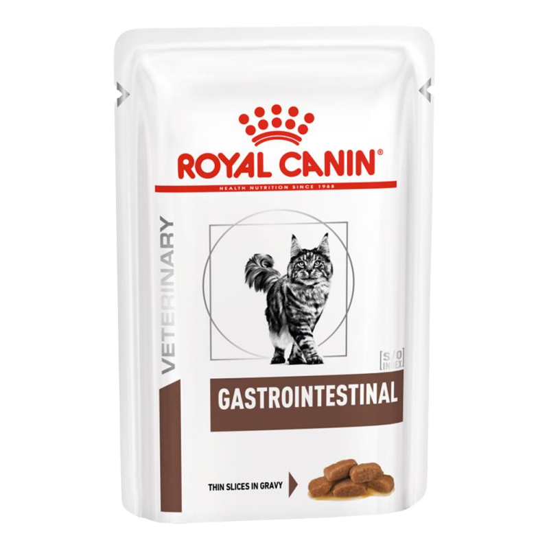  عکس بسته بندی پوچ گربه رویال کنین مدل Gastrointestinal وزن ۸۵ گرم 