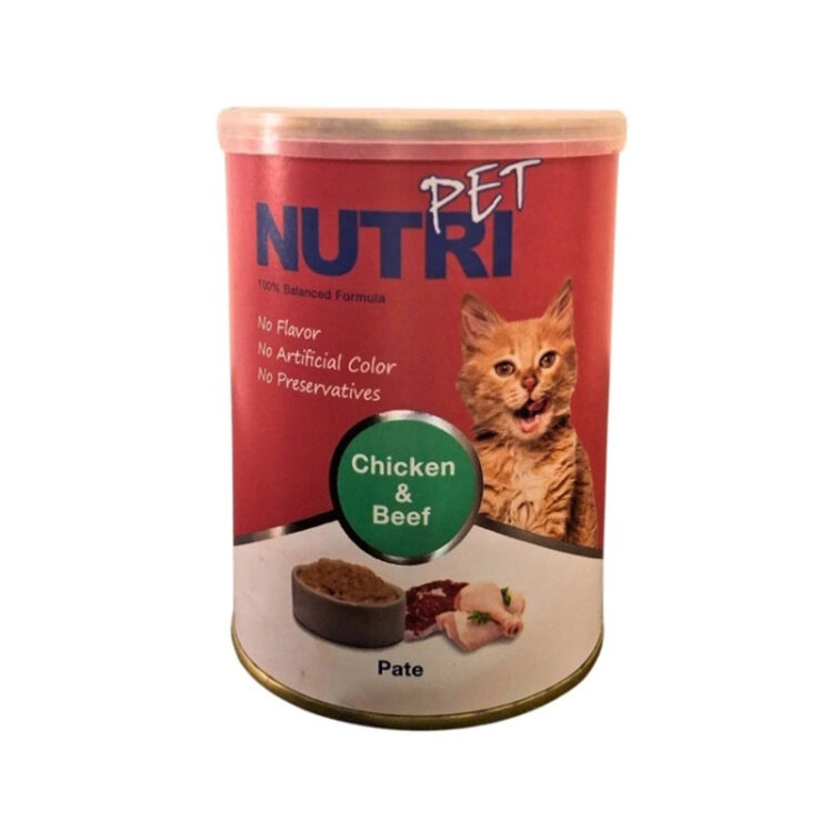 عکس کنسرو گربه نوتری پته با طعم مرغ و گوشت گاو Nutri Pet Pate with Chicken and Beef وزن 425 گرم