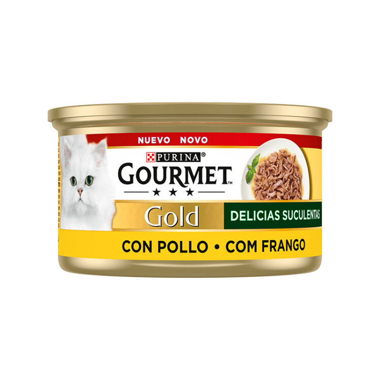 تصویر کنسرو گربه گلد گورمت با طعم فیله مرغ در سس Gourmet Gold With Chicken وزن 85 گرم