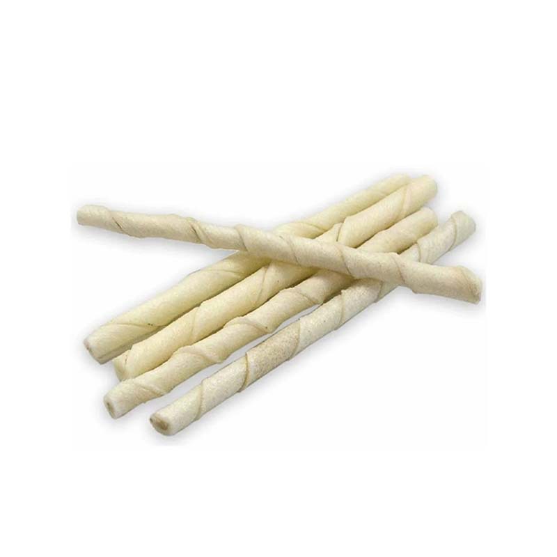  محتویات درون بسته بندی تشویقی مدادی دنتال سگ فرشی با طعم گوشت Freshy Dental White Twists Sticks بسته 50 عددی 