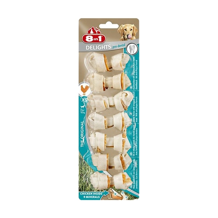 تشویقی سگ استخوانی دنتال 8in1 با طعم مرغ 8in1 Treat Bone Dental Chicken وزن 84 گرم استخوان