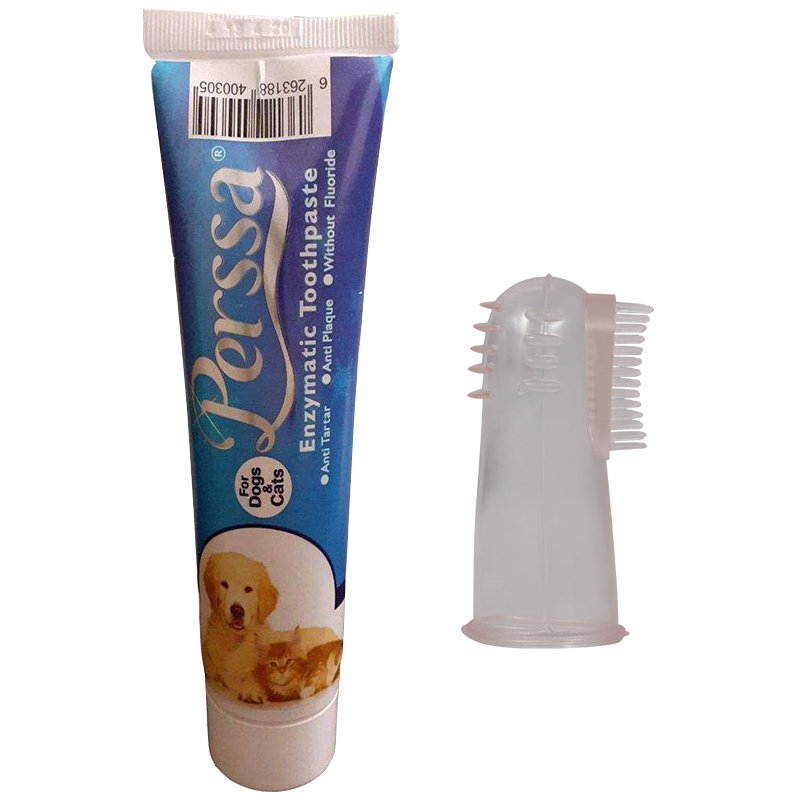  عکس مسواک و خمیر دندان بسته مسواک و خمیر دندان سگ و گربه مدل Dental Cleaning مجموعه ۲ عددی 