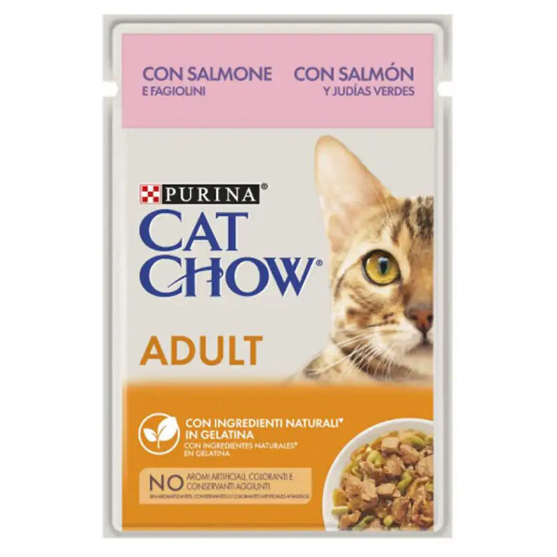  عکس پوچ گربه بالغ پورینا کت چو با طعم ماهی سالمون Purina Adult Cat Chow وزن 85 گرم 