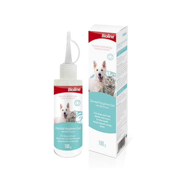 تصویر ژل بهداشتی مراقبت از دندان سگ و گربه بایولاین با طعم گوشت گاو Bioline Hygiene Gel With Beef Flavor