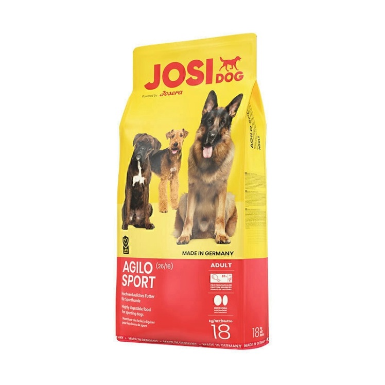تصویر محتویات غذای خشک سگ مدل اگیلو اسپرت جوسی داگ جوسرا Josidog Ogilo Sport وزن 18 کیلوگرم