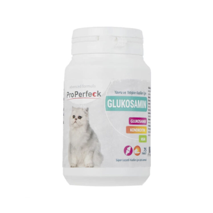 قرص گلوکزامین گربه پروپرفک Properfeck Cat Glucosamine Tablet بسته 75 عددی از نمای رو به رو