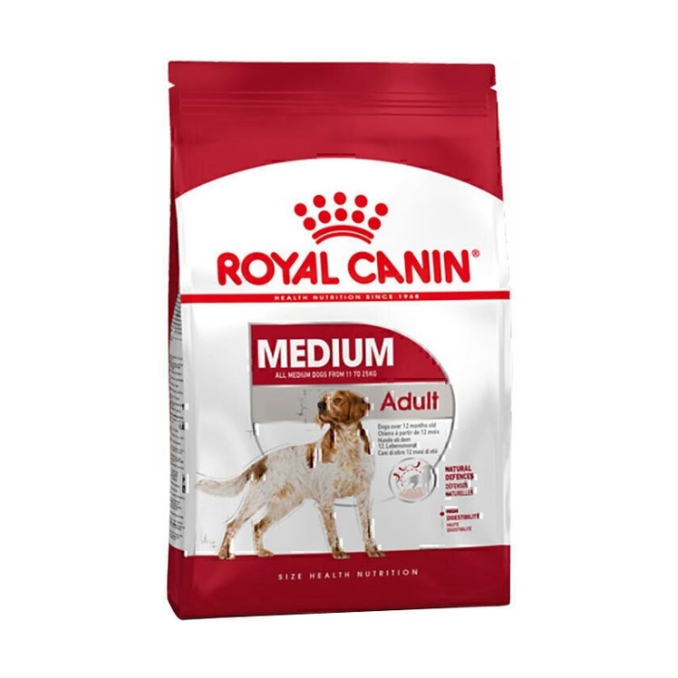 تصویر محتویات غذای خشک سگ بالغ نژاد متوسط رویال کنین مدل Royal Canin Medium Adult وزن 15 کیلوگرم