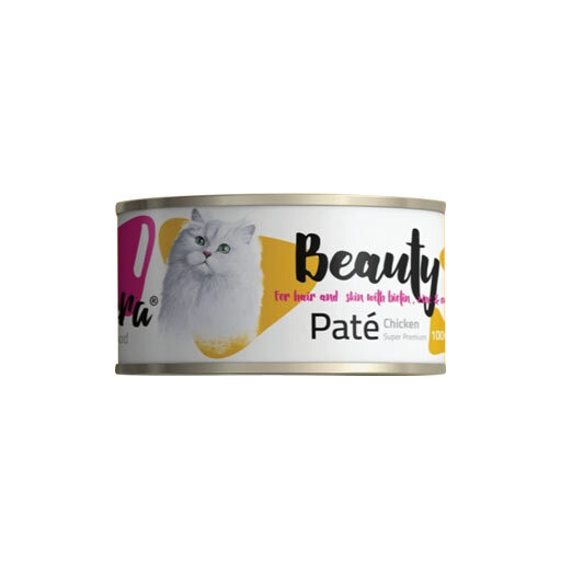 تصویر بافت و محتویات کنسرو غذای گربه فیفورا با طعم مرغ Fifora Beauty Pate Premium with Chicken وزن 100 گرم