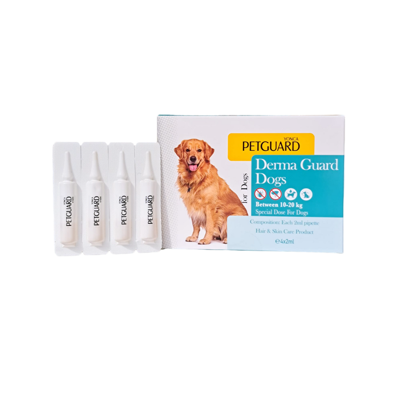  تصویر قطره ضد کک و کنه سگ نژاد متوسط پت گارد PetGuard Derma Guard Dogs بسته 4 عددی 