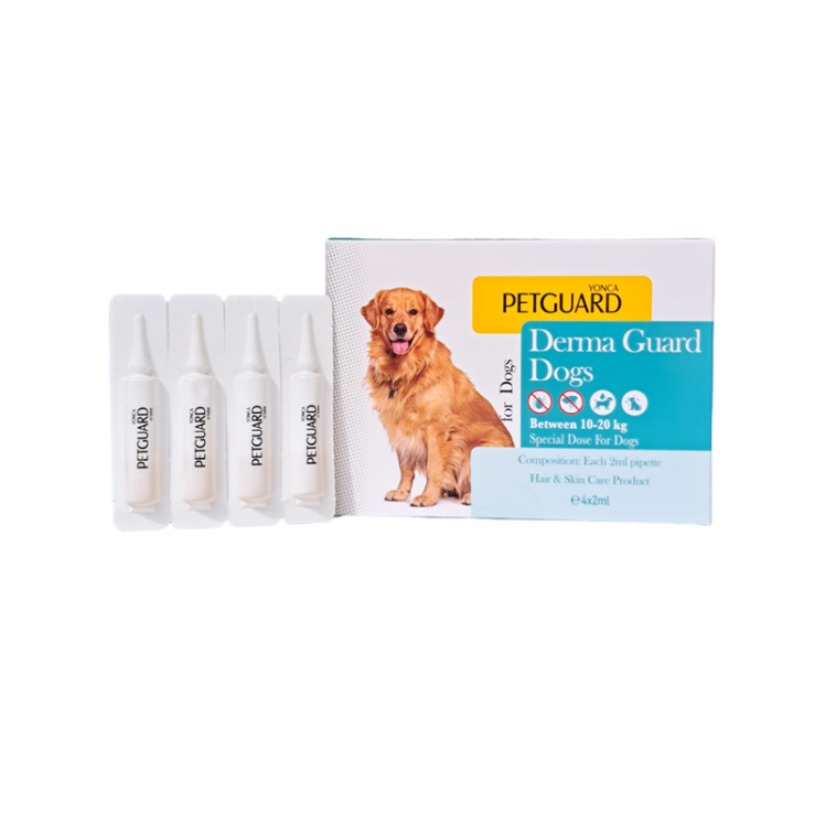 تصویر قطره ضد کک و کنه سگ نژاد متوسط پت گارد PetGuard Derma Guard Dogs بسته 4 عددی