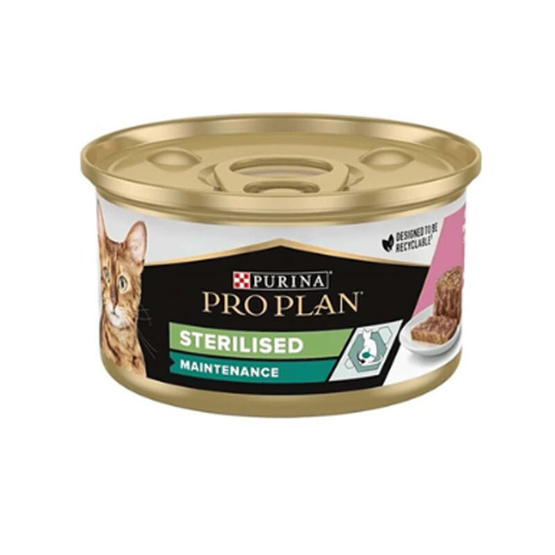  تصویر کنسرو گربه عقیم شده پروپلن با طعم ماهی سالمون و تن Proplan Sterilised Cat Food وزن 85 گرم 