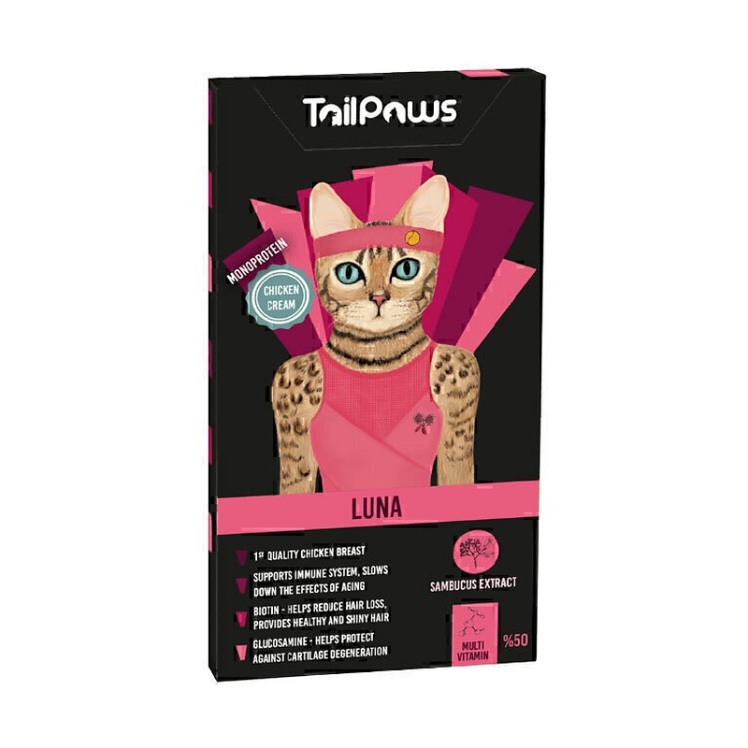تصویر بستنی مولتی ویتامین گربه لونا با طعم مرغ TailPaws Multi Vitamin Luna Cat Treat With Chicken وزن 15 گرم