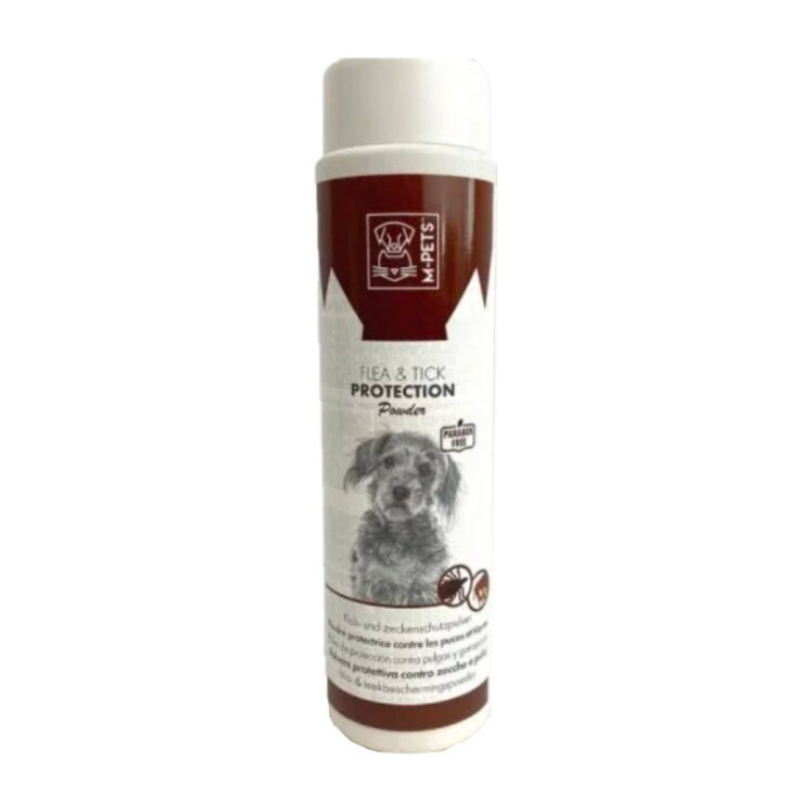 تصویر شامپو خشک پودری ضد کک و کنه سگ ام پت M Pets Flea & Tick Protection Dry Shampoo حجم 200 گرم از نمای رو به رو