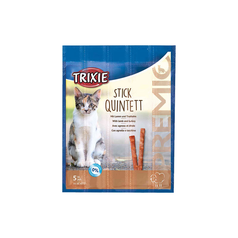  تصویر 1 تشویقی گربه تریکسی با طعم بره و بوقلمون Trixie Sticks Quintett بسته 5 عددی 