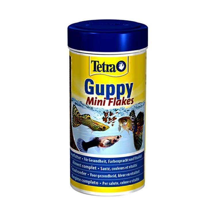 تصویر محتویات غذای مخصوص ماهی گوپی تترا Tetra Guppy Mini Flakes حجم 100 میلی لیتر