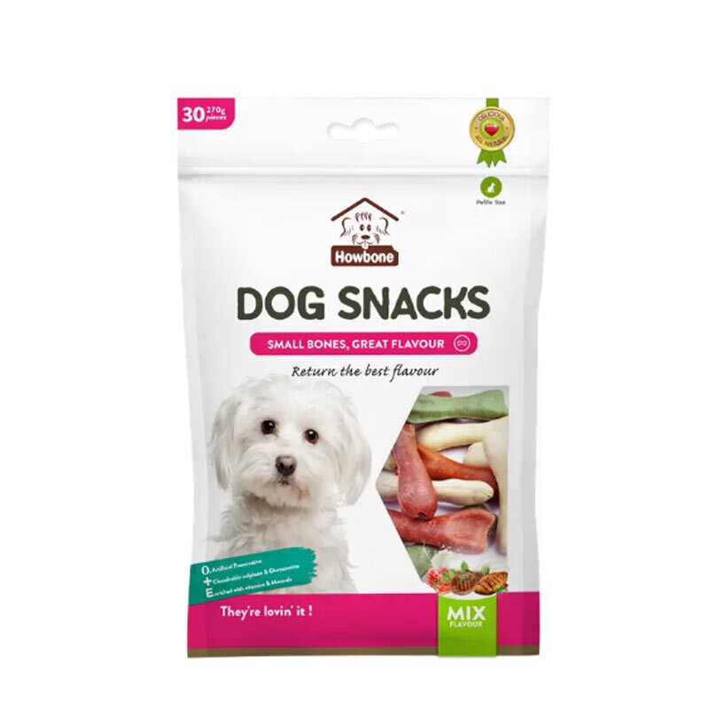  تصویر 1 اسنک تشویقی استخوانی سگ هابون با طعم مخلوط Howbone Dog Snacks With Mix Flavour بسته 30 عددی 