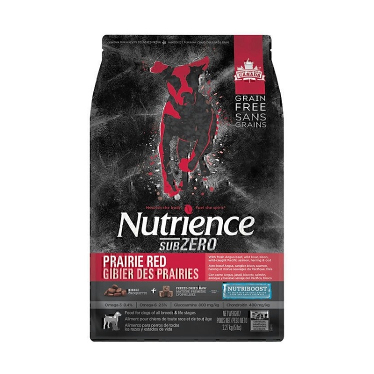 تصویر غذای خشک گربه نوترینس با طعم گوشت Nutrience Subzero Prairie Red وزن 2.27 کیلوگرم از نمای بغل