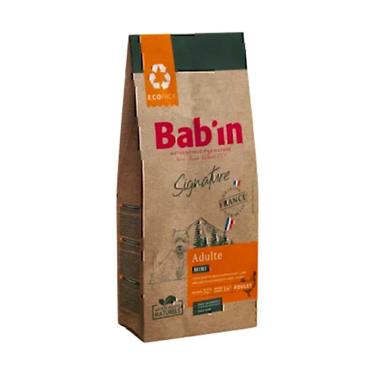 تصویر بسته بندی قدیمی غذای خشک سگ نژاد کوچک بابین با طعم مرغ Babin Mini Adult WIth Chicken وزن 2 کیلوگرم