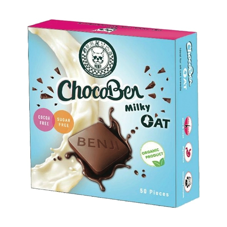 تصویر نمای پشت تشویقی گربه بنجی مدل ChocoBen Milky بسته 50 عددی 