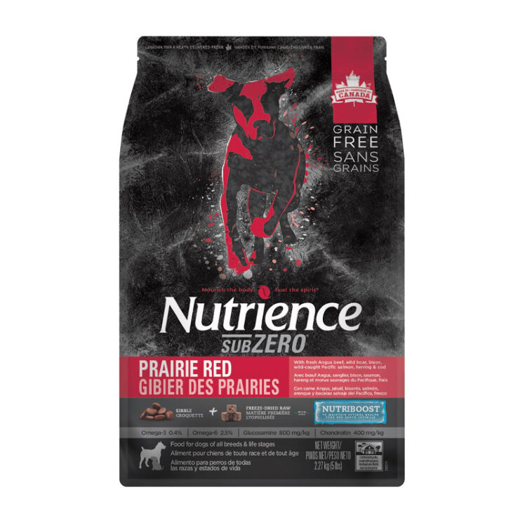 تصویر غذای خشک گربه نوترینس با طعم گوشت Nutrience Subzero Prairie Red وزن 2.27 کیلوگرم از نمای بغل